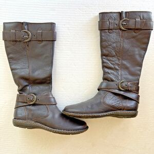 Size 8 - B.O.C. Born Women Knee High Brown Leather Riding Boots Buckle Zip